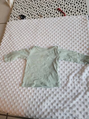 T-shirt manches longues vert pâle uni H&M 2-4 mois (62 cm) Look mixte