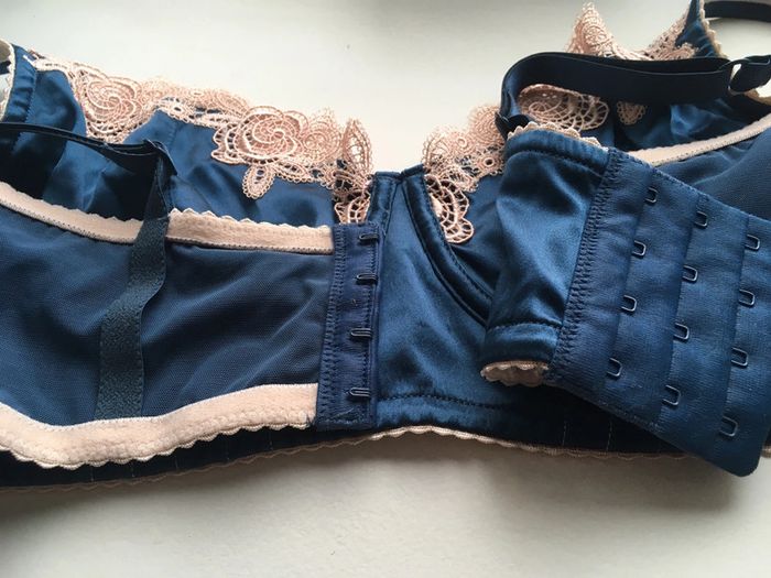 Soutien-gorge soie bleu/rose 95DD Elle Macpherson neuf sans étiquette - photo numéro 3