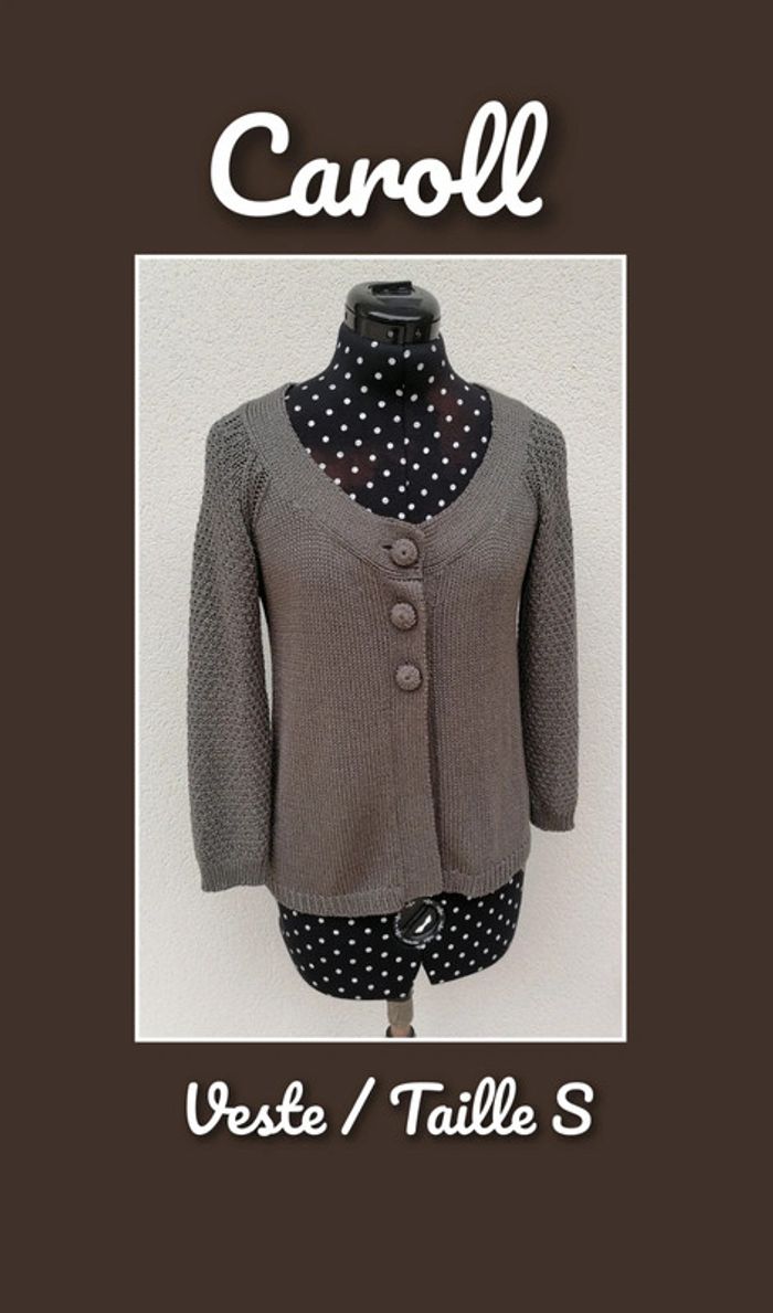 Veste mailles acrylique marron glacé Taille S Caroll