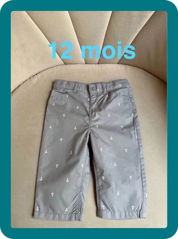 Pantalon en twill neuf coton imprimé ancres 12 mois - Petit Bateau