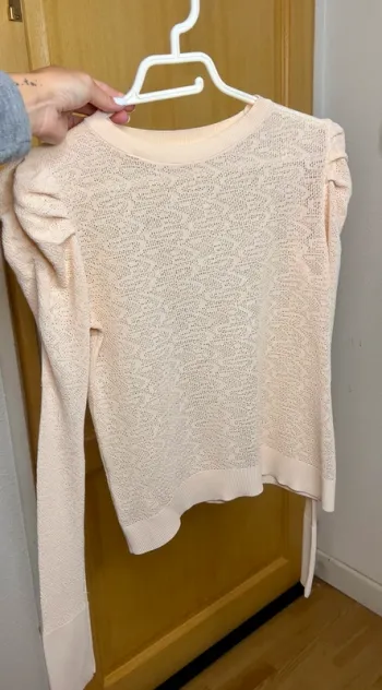 Pull fin Zara beige clair en maille pointelle – Taille S