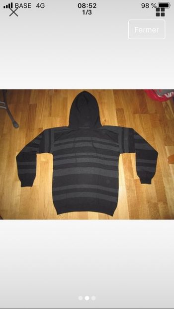 Beau pull à capuche gris et noir en laine armani t50=m