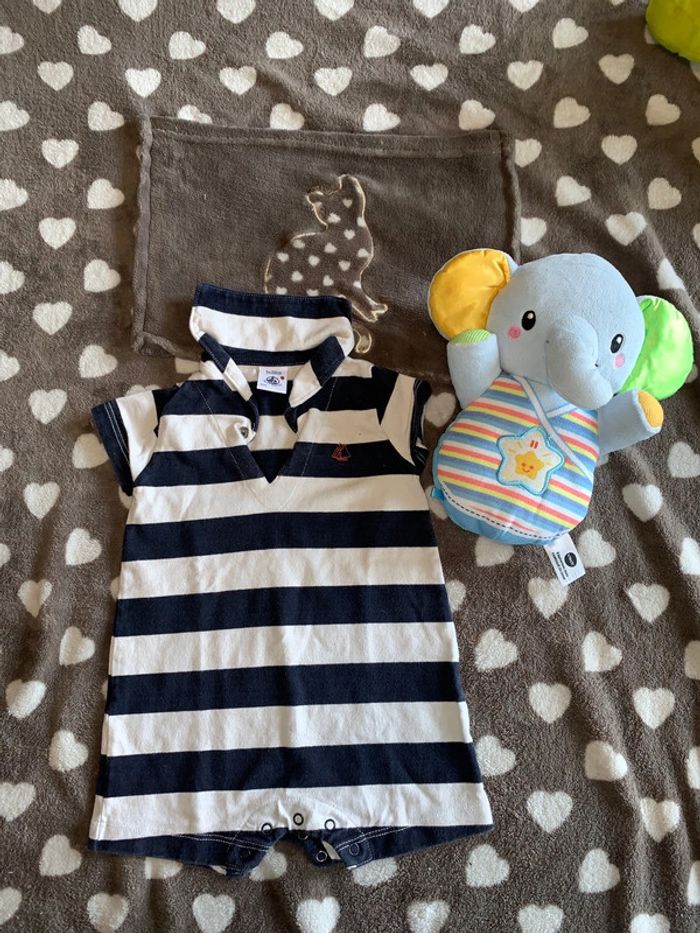 Combinaison short bébé garçons petit bateau
