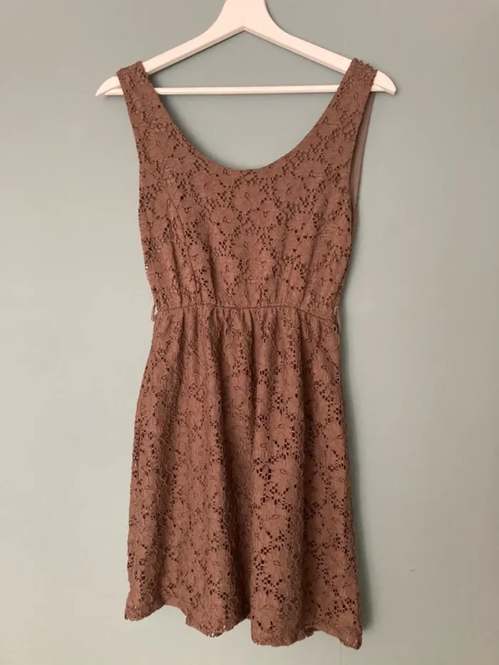 Petite Robe Marron Broderie Anglaise S/M