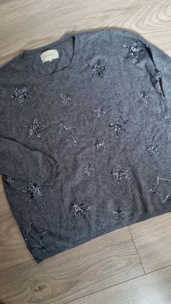 Pull sud Express L  40 42 gris sequin étoiles 🌟