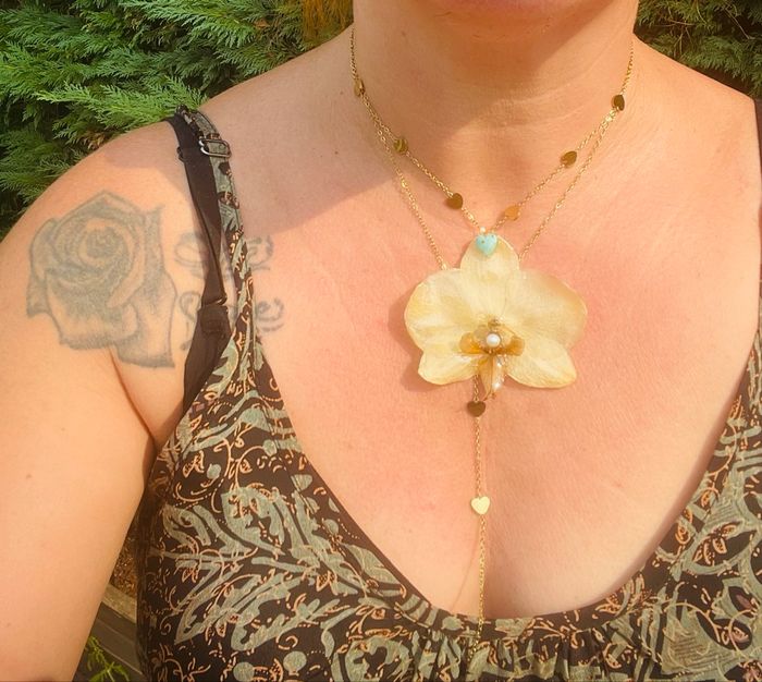 Collier véritable orchidées stabilisé - photo numéro 5