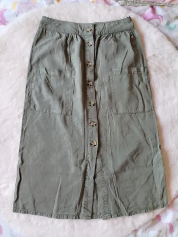 Jupe midi Kaki Boutonnée Yessica - T.38