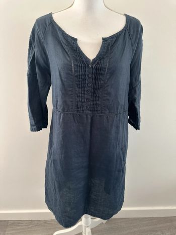 Robe bleue marine ajourée en lin La Redoute T38 M
