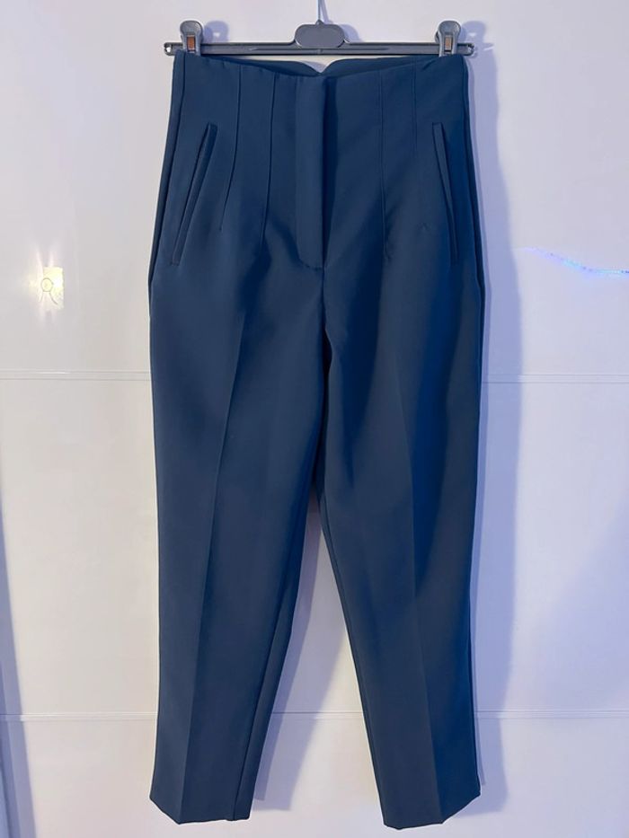 Pantalon taille haute bleu foncé XS Zara - photo numéro 6
