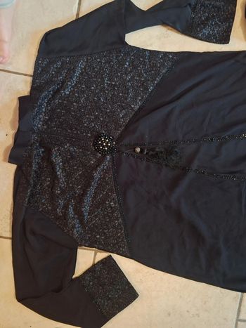 Superbe kaftan noir strass noir uni ensemble