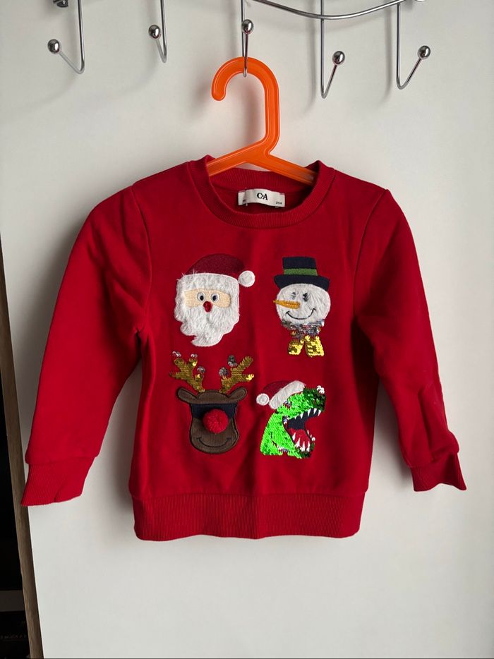 Pull rouge noel C&a 3 ans
