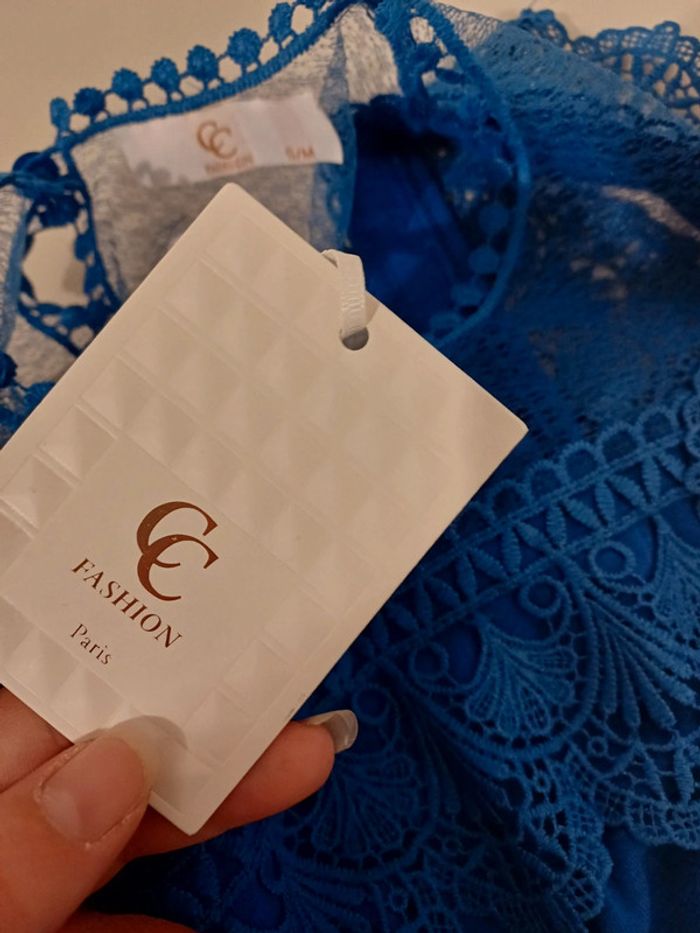 Blouse chic bleue neuve CC Fashion taille S 36 - photo numéro 7