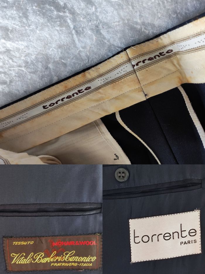 Costume smoking 2 pièces noir bleu nuit laine Vintage / Torrente - 46/XXXL - photo numéro 10