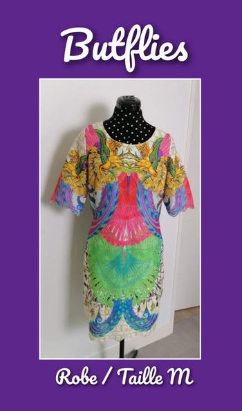 Robe chic blanc multicolore Taille M Butflies