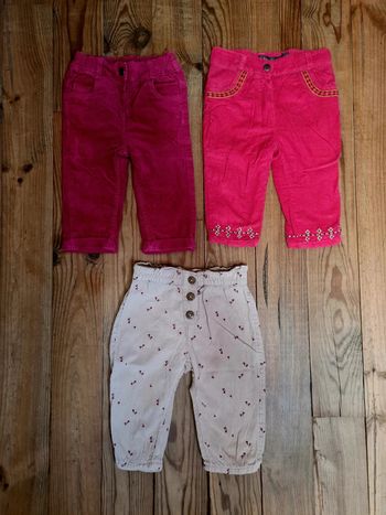 Lot de 3 pantalons velours pour bebe fille