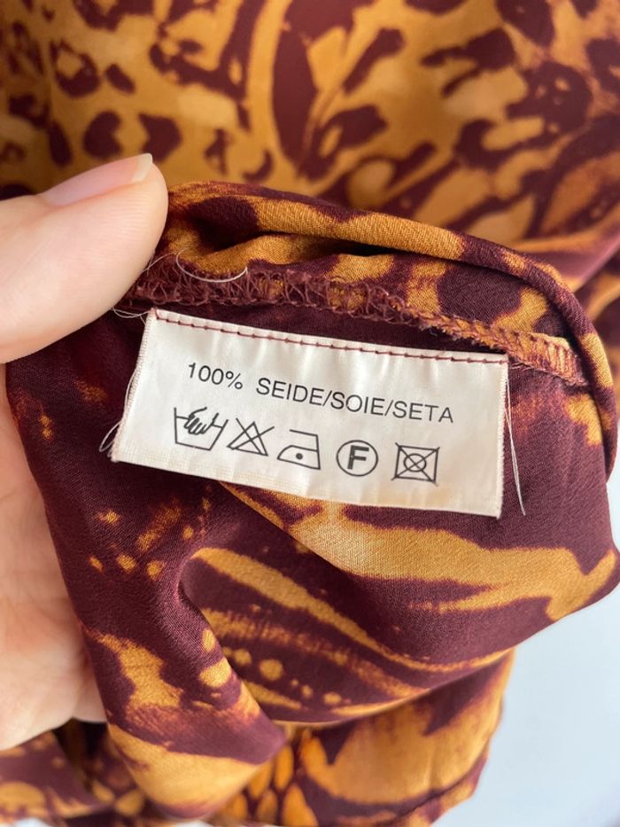 Chemise en soie bordeaux et orange Prunelle - photo numéro 4