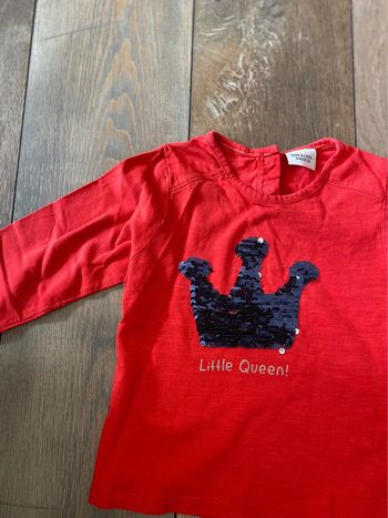 T-shirt manches longues rouge couronne strass TAO 18 mois