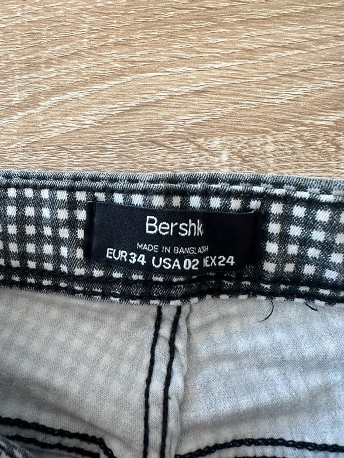 Pantalon imprimé vichy noir et blanc Bershka - photo numéro 3