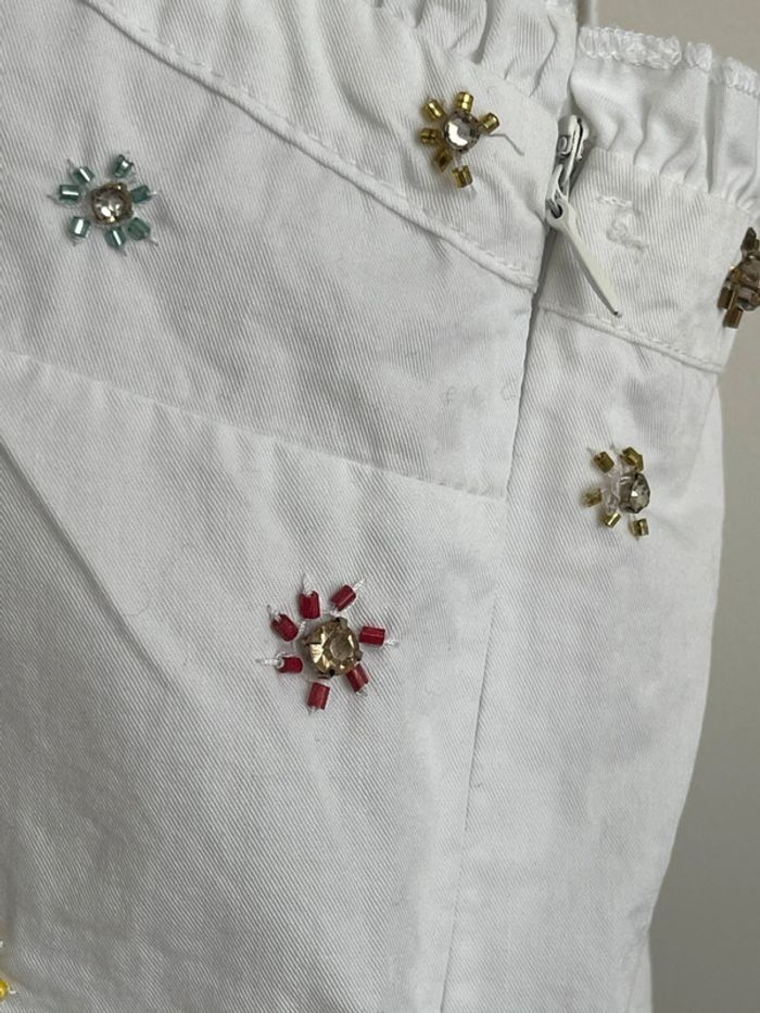 Crop top Zara trafaluc taille S en 100% coton avec perles brodées en forme de fleurs 🌸 - photo numéro 9