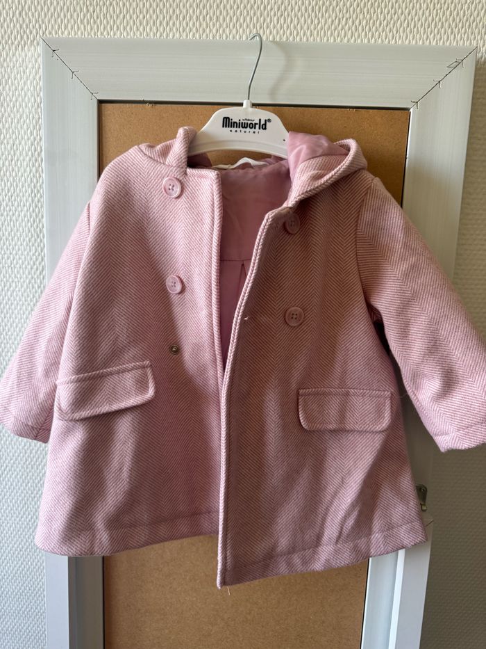 Manteau rose fille avec capuche - photo numéro 3