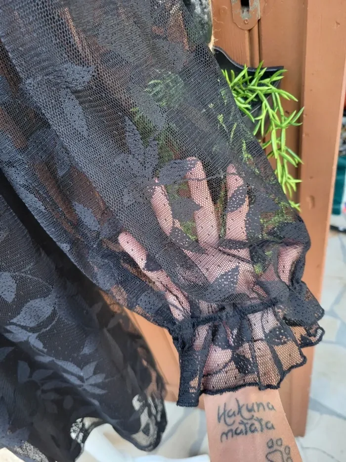 Robe tulle fleuri noir sbetro taille 48 - photo numéro 8