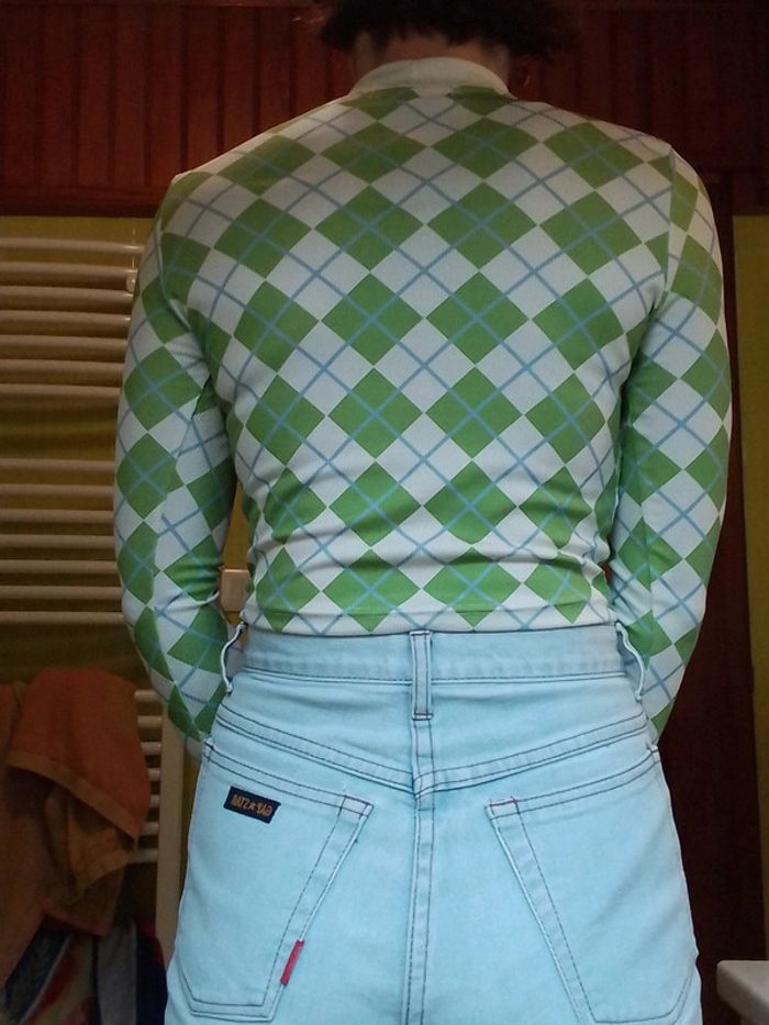 Pull fin femme croq top vert et blanc Shein - photo numéro 5