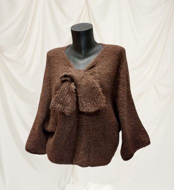 Pull Maille Chocolat avec Nœud sur le devant