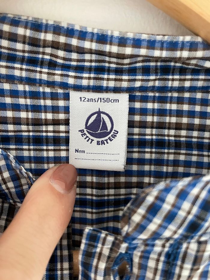 Chemise carreaux sans col - photo numéro 4