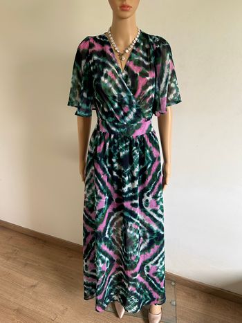 Robe longue imprimée neuve à manches courtes Morgan taille 34 (valeur 95€)
