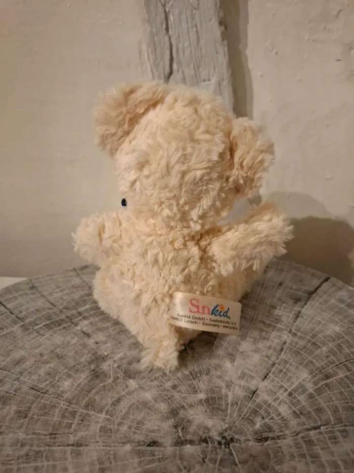 Peluche ours blanc Noeud carreaux bleu - photo numéro 2