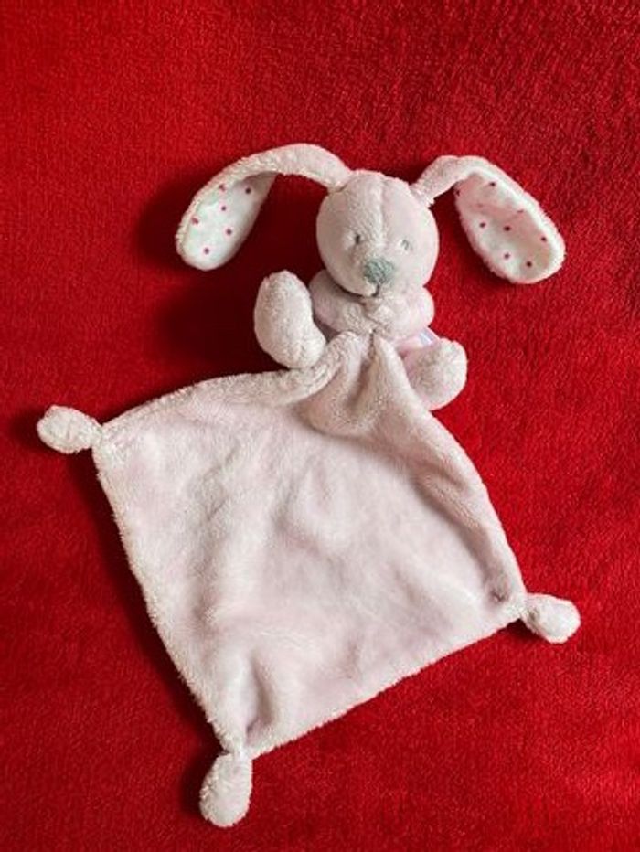 Vertbaudet doudou lapin mouchoir rose oreilles étoiles Neuf jamais utilisé - photo numéro 1