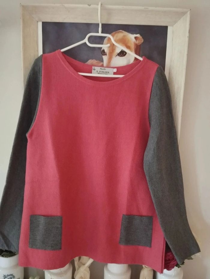 🌿Pull Fin Bicolore en Maille 50% Laine Mérinos Forcier T36/38🌿 - photo numéro 12