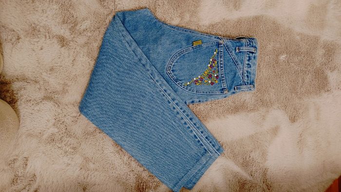 Jean brut vintage taille haute 100% coton made in Italy brodé cappopera - photo numéro 3