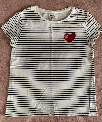 Te shirt marinière cœur rouge pailleté 10 ans