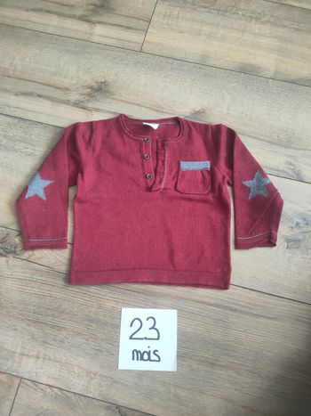 Pull fin bordeaux manches longues bébé garçon 23 mois tape a l'oeil