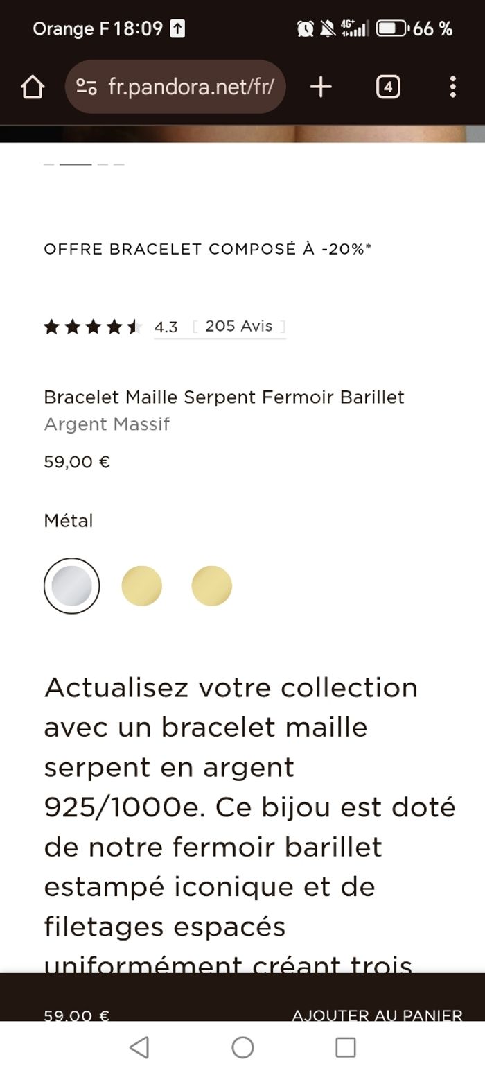 Bracelet Pandora avec Charm tétine - photo numéro 3