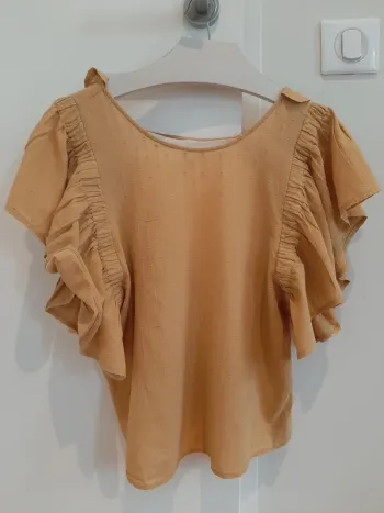 Blouse jaune bel air volants taille S *