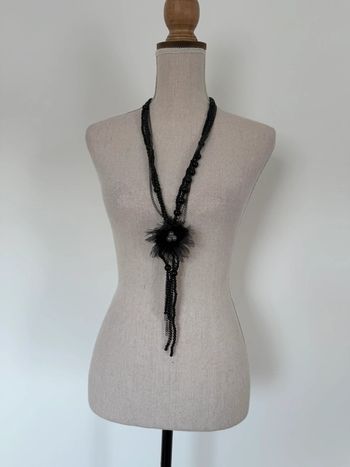 Collier promod sautoir noir boucle d’oreilles Ketting Halskette Necklace Collar Colar Collana bijoux