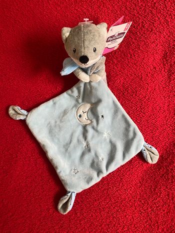 Pommette doudou renard gris mouchoir luminescent lune étoile neuf