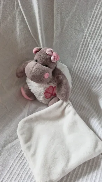 Peluche  hippopotame  Babynat rose