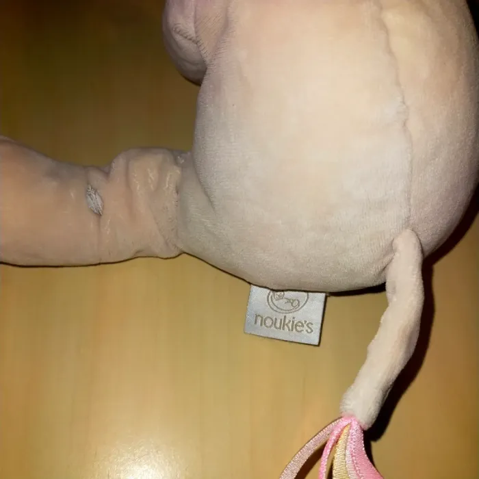 Doudou éléphant Anna & Pili beige et rose 20 cm assis Noukie's - photo numéro 3