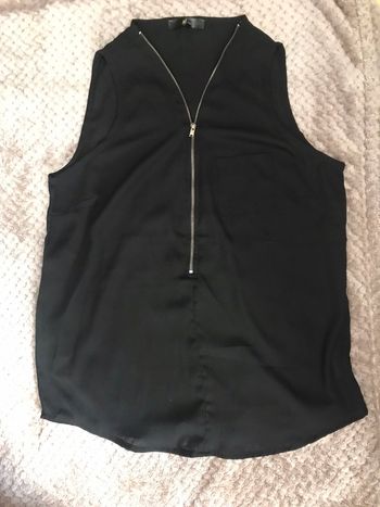 Chemise à fermeture noir sans manches