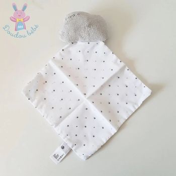 Doudou Nuage gris mouchoir tissu blanc étoiles Cyrillus