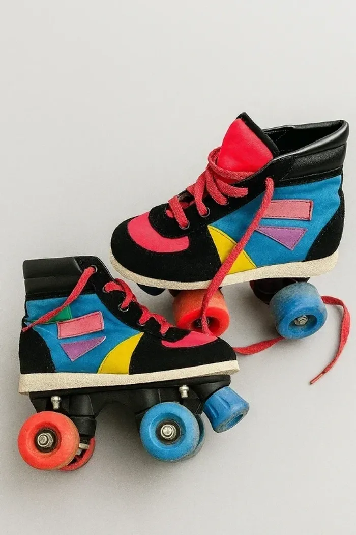 Patins à roulettes vintage multicolores – semelle 20 cm