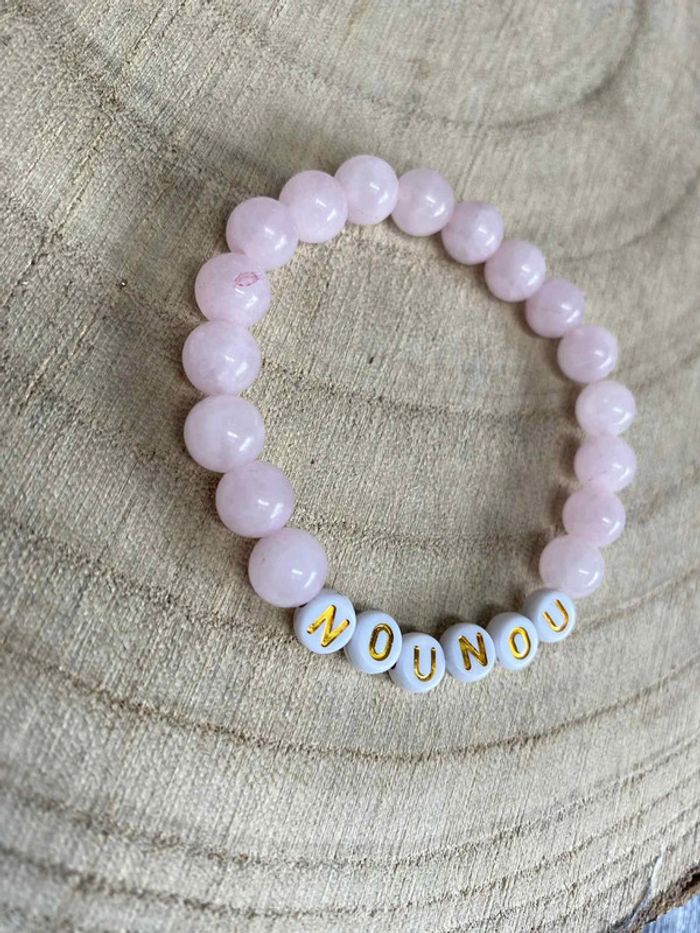 Bracelet « nounou » quartz rose 18 cm , lithothérapie - photo numéro 3
