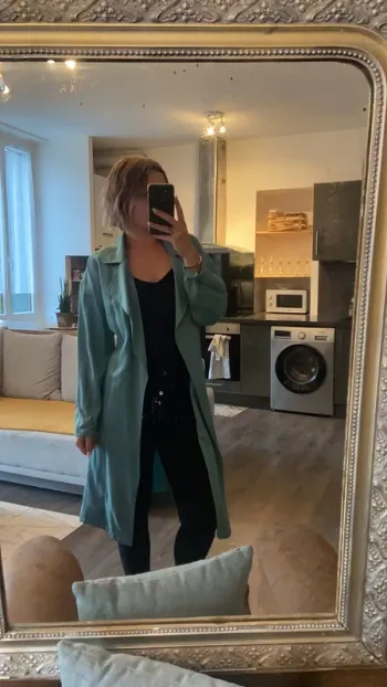 Veste longue bleu