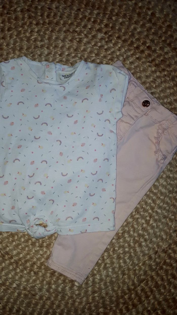 Joli ensemble fille pantalon et tee shirt manches courtes - 6 mois - photo numéro 4