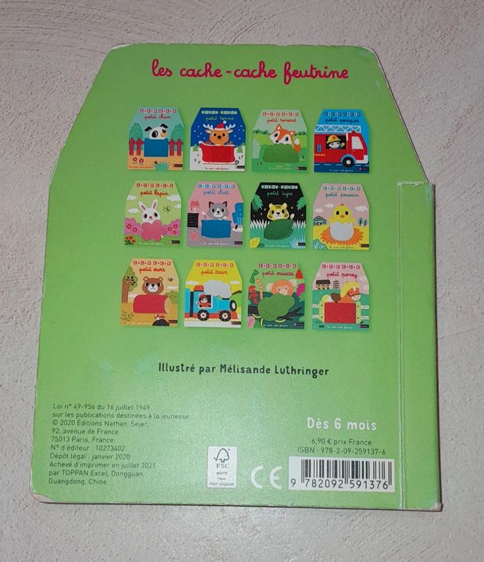 Livre  feutrine cache cache petit ouistiti - photo numéro 2