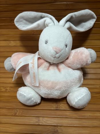 Doudou lapin boule rose blanc créations tendres et douces kaloo