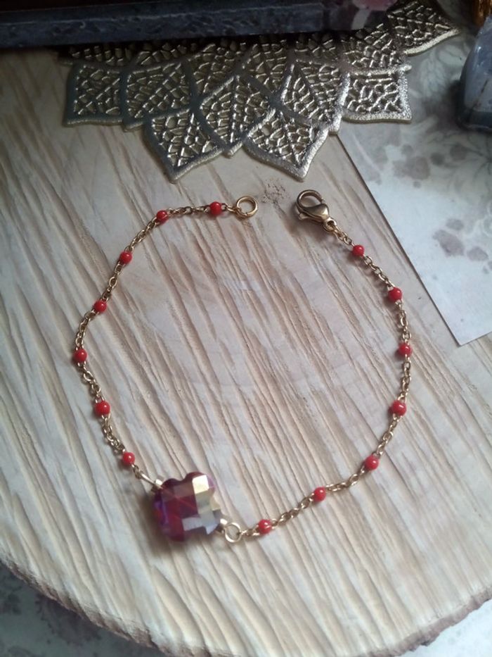 Bracelet trèfle rouge - photo numéro 3